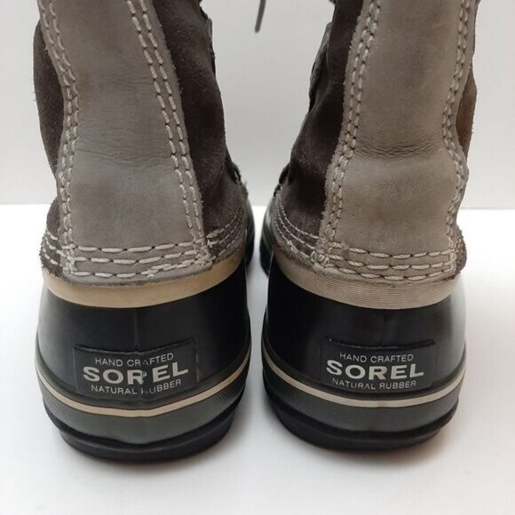 SOREL Joan of Arctic Snow Boots Suede Leather Grey & Black Sz 7 Flawed - Picture 11 of 16